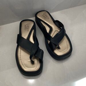 Franco Sarto Women's Black and Gold Sandals